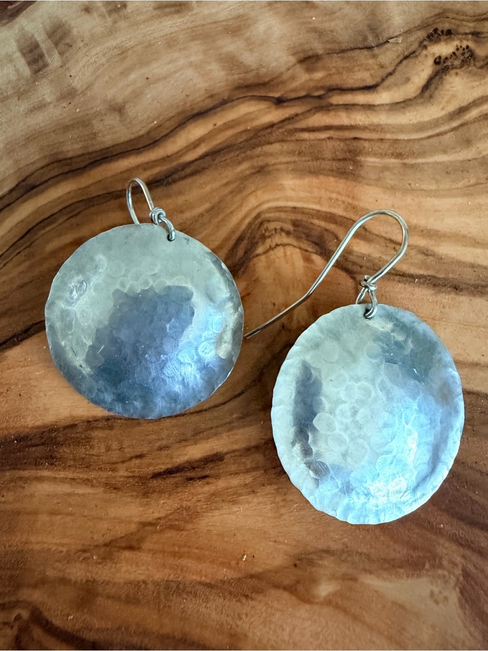 Source Unknown Hammered Round Drop Earrings - Silver